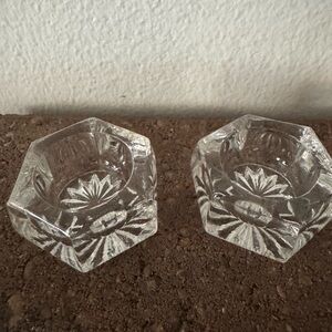 Crystal Glass Salt Cellars, Pair
